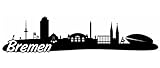 Samunshi® Bremen Skyline Wandtattoo Sticker Aufkleber Wandaufkleber City Gedruckt Bremen 120x29cm schw