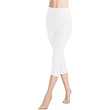 Libella 1er Pack Damen Leggings 3/4 Hose aus Baumwolle Capri-Hose mit Hohe Taille bunt Slim Fit Fitnesshose Mehrfarbig 4161 Weiß L