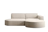 Kaiser Möbel Ecksofa Modena Studio Parma - Modern Design Couch, Sofagarnitur, Couchgarnitur, Polsterecke, freistehend, Stoff Dicker Cord Poso Beige R
