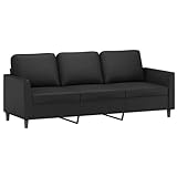 vidaXL Sofa 3-Sitzer, Loungesofa Couch mit Armlehnen Rückenkissen, Wohnzimmersofa Designsofa Metallgestell, Sitzmöbel Dreisitzer, Schw