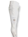 Reitleggings Damen Vollbesatz mit Handytasche, High Waist Reithose, weiße Turnier Sommer Reithose für Damen hoch elastich 4 wege Strech Material (DE/NL/SE/PL, Numerisch, 36, Regular, Regular, weiß)