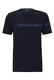 BOSS Herren Tee 2 T-Shirt aus Stretch-Baumwolle mit Streifen und Logo Dunkelblau M