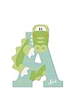 Sevi 83001 Tier Holzbuchstaben A - Alligator, Türbuchstaben für Kinderzimmer, ABC Lernspielzeug aus Holz, pädagogisches Spielzeug für Kinder ab 3 Jahren, Buchstabe Tiere sortiert, Rosa / Gelb / B
