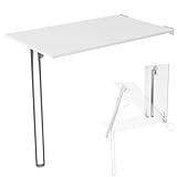 KDR Produktgestaltung Wandklapptisch Schreibtisch Tischplatte 80x50 cm in Weiß Klapptisch Esstisch Küchentisch für die Wand Höhe Tisch 74 cm zur Wandmontage mit Tischbein klappb