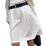 OHERUWKLS Damen Frühling Sommer Baumwolle Casual Mode Hohe Taille Pendeln A Linie Rock,Weiß,S