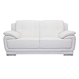 Miliboo Tamara Design Sofa 2-Sitzer Leder weiß und verchromter S