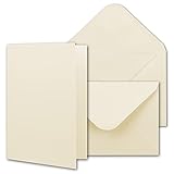 NEUSER PAPIER 25x Faltkartenset inkl. Briefumschläge DIN A6 / C6 in Naturweiß mit Geschenkschachtel - Blanko Einladungskarten 10,5 x 14,8 cm zum Selbstg