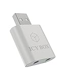 Icy Box IB-AC527 Externe USB-Soundkarte / USB zu Kopfhörer & Mikrofon (2x 3,5 mm) Adapter, Aluminiumgehäuse (silber)
