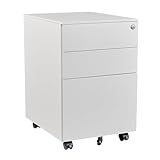 Sightlife Rollcontainer mit Schubladen | Büroschrank | Abschließbarer Bürocontainer | Ideal für Akten, Büroutensilien, Arbeitszimmer, Büroschränke & Aktenschränke (weiß)