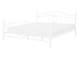 Romantisches Doppelbett Weiß Metall mit Kopfteil Lattenrost 140x200
