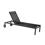 Liadomo Gartenliege Firmo - Sonnenliege - verstellbare Rückenlehne - mit Rollen - Aluminium - Textilgewebe - Anthrazit - wetterfest & pfleg