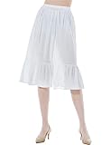 BEAUTELICATE Unterrock Damen 100% Baumwolle Lang Antistatisch Petticoat Halbrock Unterkleid für Kleid mit Rüschen (Weiß - 65cm, L)