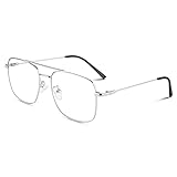 LINVO Brille Ohne Sehstärke für Herren Damen Klassische Metallgestell Brillenfassung Vintage Pilotenbrille Fake B