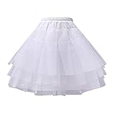 Einfarbiger, geschichteter Tüll-Petticoat für Damen, Prinzessin Tutu, Tüllrock, Unterrock Radlerhose Damen (White, A)