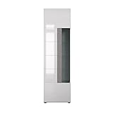 trendteam smart living - Standvitrine Vitrine - Wohnzimmer - Tokyo - Aufbaumaß (BxHxT) 57 x 200 x 37 cm - Farbe Weiß Hochglanz mit Beton Stone - 185713135