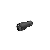 Belkin USB-Kfz-Ladegerät mit 2 Ports, 24 W (Boost Charge Kfz-Ladegerät, USB-Auto-Ladegerät) iPhone 14/14 Plus, 14 Pro, 14 Pro Max, 13, 12, 11 und ältere Modelle, Kfz-Ladegerät, Android Auto-Ladeg