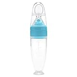 Fowybe Quetschflasche mit Löffel | Futterautomat für Babynahrung - Silikon-Babynahrungs-Spenderlöffel Squeeze Feeder mit Löffel, Babylöffel-Futterflasche für Baby
