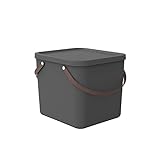 Rotho Albula Aufbewahrungsbox 40l mit Deckel, Kunststoff (PP recycelt), anthrazit, 40l (40.0 x 40.0 x 34.0 cm)