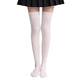 KKvoPiQ Tanz Strümpfe einfarbige Oberschenkel hohe Socken über dem Knie hohe Stiefelstrümpfe Nylon Bein Damen Overknees Strümpfe (Beige, A)