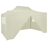 GuyAna Profi-Partyzelt Faltbar mit 4 Seitenwänden Gartenpavillon Faltpavillon Wasserdicht Pavillon Camping Partyzelt 3×4m Stahl C