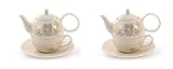 2 X NEu teemando® Tea for one Set 'Lutz' Keramik, 4-teilig Kanne: 0,4 l, Tasse: 0,2 l = 2 TFO