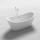 HOME DELUXE - freistehende Badewanne mit Whirlpoolfunktion - OVALO PLUS - Maße 180 x 90 x 72 cm - inkl. komplettem Zubehör I Whirlwanne, Whirlpool für 2