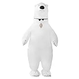 RHESHIN Eisbär-Kostüm für Erwachsene, aufblasbar, Weiß, Seebär-Overall, lustiges Kostüm, Partyanzug, Weihnachten, Halloween, Cosplay
