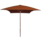 WRJENFSC Sonnenschirm Regenschirm Strand Schirme Deck Schirme Sonnenschirm mit Holzmast Terrakotta-Rot 200x300 cm Geeignet für Cafés, Restaurants, Schwimmb