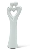FeinKnick stilvolle Skulptur «Herz-Paar» - verliebtes Pärchen in Herzform aus Keramik in Weiß zur Dekoration - Moderne Deko Figur 28cm als Symbol für Liebe & Glück als hochwertiges Geschenk