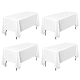 4 Stück weiße Tischdecken für 2,4 m große rechteckige Tische, 153×320cm rechteckige Tischdecke, knitterfreie, waschbare Polyester-Tischdecken für Hochzeitsempfang, Bankettparty