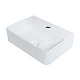 Ibergrif Hänge-Waschbecken, 37x27x11CM, Einfache Reinigung und Installation, Geeignet für Badezimmer, Weiß, Keramik