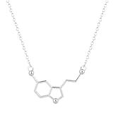 XLTEAM Halskette Anhänger Serotonin Molekül Statement Anhänger Halskette Chemie Chokers Halsband Einfache Halsketten für Frauen Perfekter Geburtstag Schmuck Geschenk