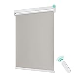 Allesin Elektrisches Verdunklungsrollo nach Maß mit Fernbedienung, Breite 45-120cm, Höhe 50-200cm, 100% Verdunklung, Smart kompatibel mit Alexa, Klemmfix ohne Bohren, M100 S
