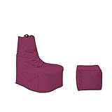 Momiralland Komfort Sitzsack XL - XXL mit Hocker Sitzkissen BodenKissen Sessel In- & Outdoor geeignet Gaming Sitzsack für Erwachsene und Kinder (Weinrot, XXL - Durchmesser 80 cm)
