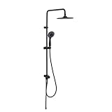 DETBOM Schwarz Regendusche Duschsystem Duschset mit Duschkopf aus Edelstahl 9 Inch Regendusche und Handbrause für Badzimmer…