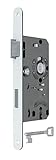 SN-TEC Standard Zimmertürschloss/Türschloss mit Buntbart, mit weißer Stulp, 55/72/8, Stulp: 20 x 235mm abgerundet weiß DIN Links (BB LINKS mit 1 Schlüssel)