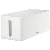 Hama Kabelbox, Maxi (Kabelbox für Steckdosenleiste, einfaches Kabelmanagement, für Büro, Schreibtisch, Zuhause, Aufbewahrung von Ladegeräten, Festplatten etc., mit Gummifüßen) weiß