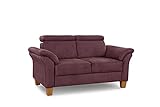 Cavadore 2-Sitzer-Sofa Ammerland / 2er-Couch im Landhausstil mit Federkern + verstellbaren Kopfstützen / 156 x 84 x 93 / Wildlederoptik, R