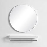 Badezimmer-Spiegelschrank, runder Spiegel mit Regal, Badezimmer-Wandmontage, Medizinschränke für Badezimmer mit Spiegel in Zuhause und Küche (weiß, 40 cm)