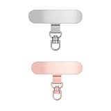 ARYIMYDP 2 Stück Handykette Band Patches Rosa und Silberfarben, um 360° Drehbar, Leichte und Tragbare Handykordel Unterlegscheiben, Passend für die Meisten Handy