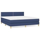 Finlon [Modernes gepolstertes Stoffbett-Set] Boxspring-Matratzen-Set – blaues Twin-XL-Bett mit Matratze – 160 x 200 cm Stoffmatratze und Boxspring-Blau(160 x 200 cm)