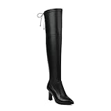 LeaHy Women's Overknee Boots Elegant autumn winter Pointed toe Block Heel High Heel Boots,Schwarz,41 EU