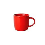 Kaffeetassen, Keramik-Porzellan-Kaffeetassen – 15-Unzen-Tassen mit Henkel für heiße oder kalte Getränke wie Kakao, Milch, Tee oder Wasser – glatte Keramik mit modernem Design (Farbe: Rot) (Rot)