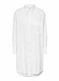 ONLY Damen Extra Lange Hemd Bluse Langarm Shirt Business Tunika aus Baumwolle Gestreift Uni ONLMATHILDE