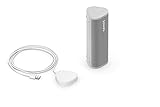 Sonos Roam + kabelloses Ladegerät, weiß – Wasserdichter WLAN & Bluetooth Lautsprecher mit Alexa Sprachsteuerung, Google Assistant und AirPlay 2