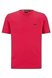 BOSS Herren Tee Curved T-Shirt aus Bio-Baumwolle mit geschwungenem Logo Pink S
