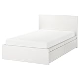 Ikea MALM Bettgestell hoch mit 2 Aufbewahrungsboxen, 120x200 cm, weiß
