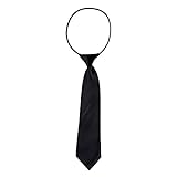DonDon Kinder Krawatte im Seidenlook glänzend – 7,0 cm breit – mit elastischem Gummiband - schw