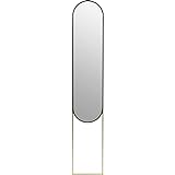 Kare Design Wandspiegel Alice, Schwarz/Gold, Ovaler Spiegel für Schlafzimmer, Bad, Flur oder Garderobe, Stahl Gestell, 175x32 cm (H/B)