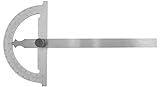 WRS Präz.-Gradmesser/Winkelmesser, Skala mattverchromt, blendfrei, mit Metall-Feststellschraube, 0-180°, im Etui, Größe: 120 x 150